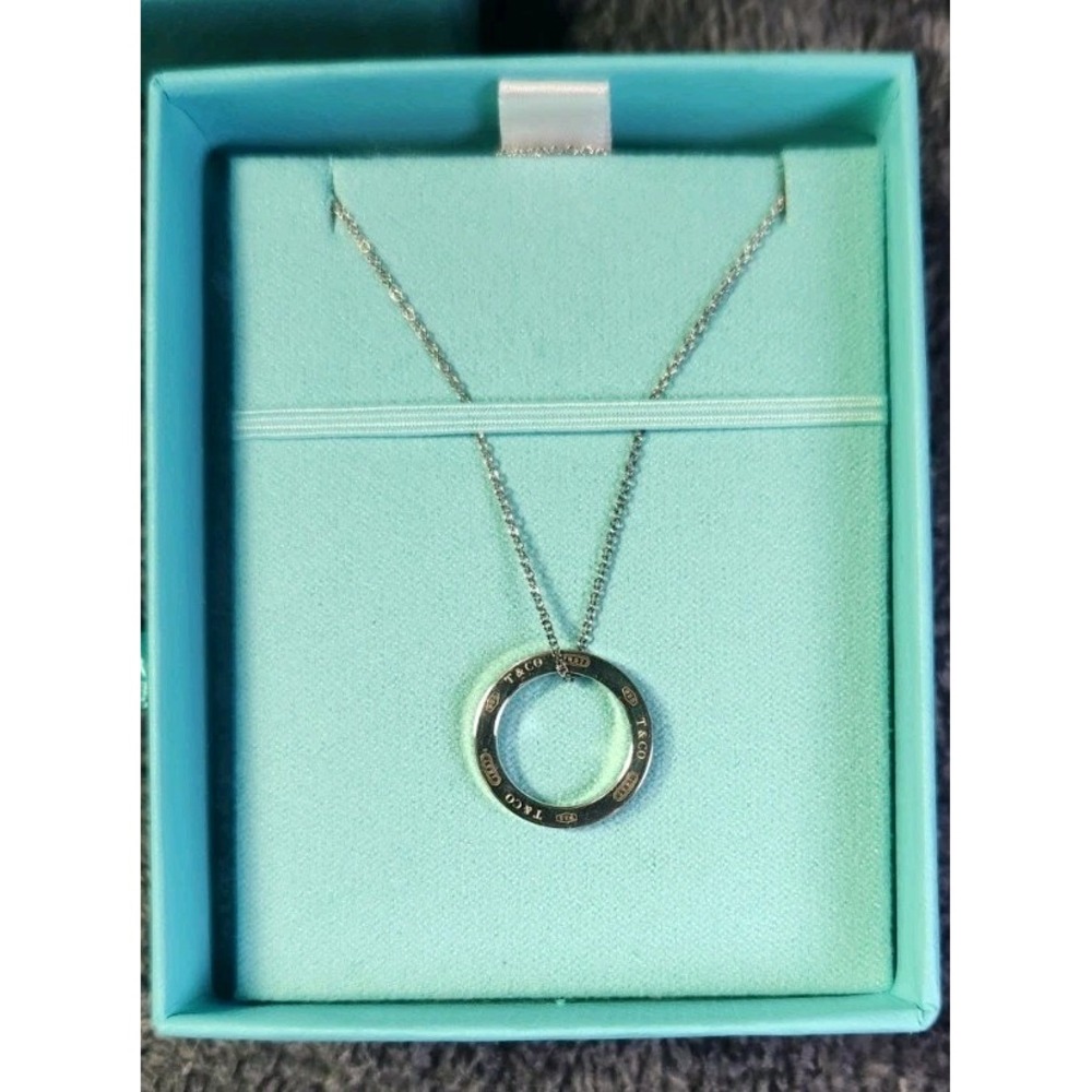 Tiffany & Co. 1837 Circle Necklace in Sterling Silver 18" in Original Box & Bag